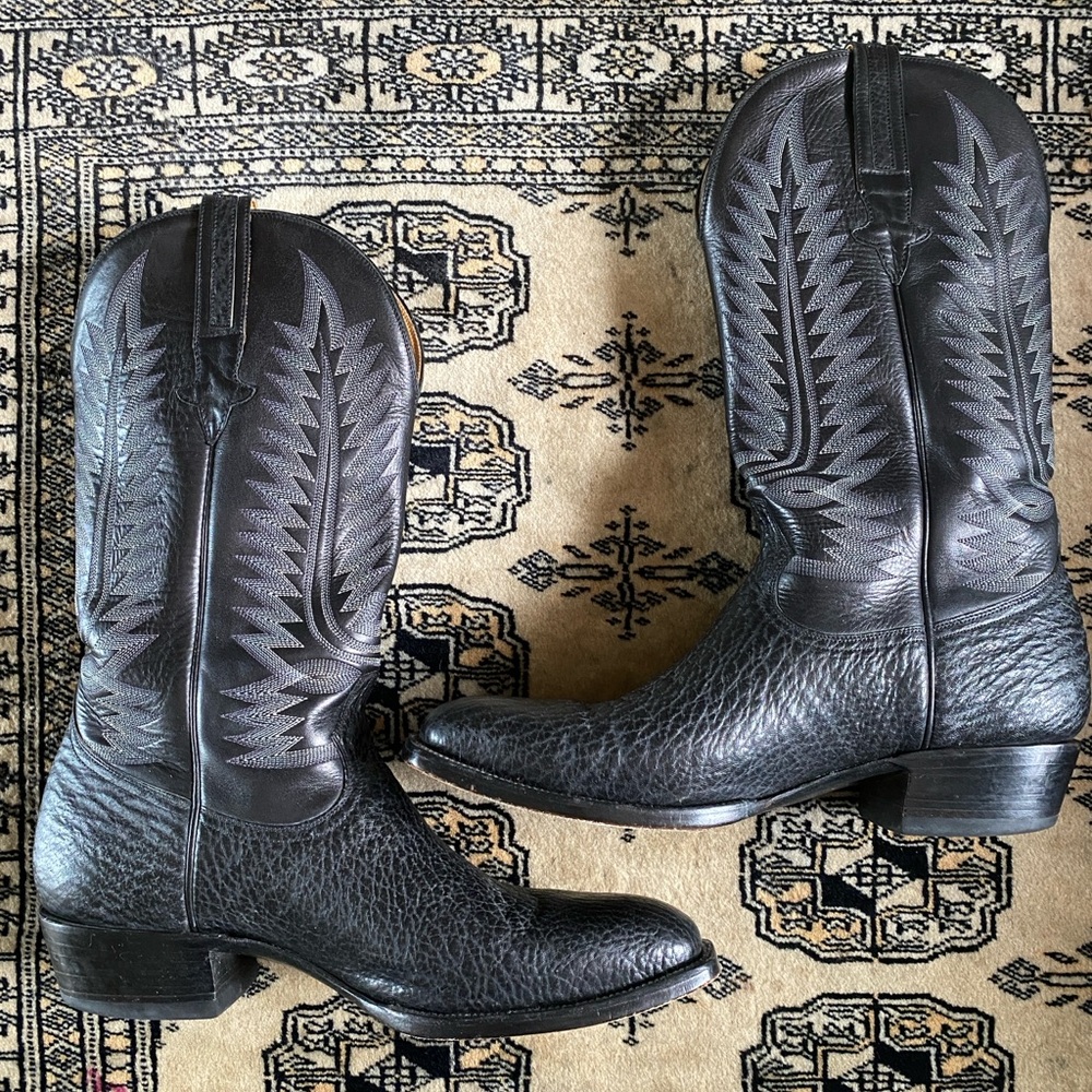 Heritage Boot Co. Exotic Shark Men’s Black Boots, Size 10